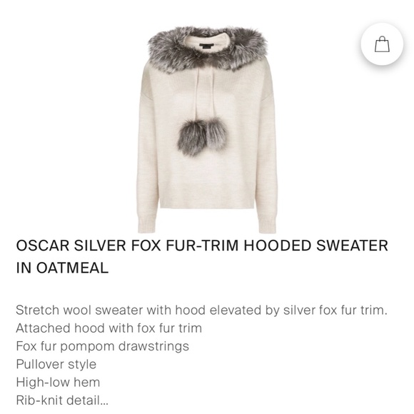 ALICE AND OLIVIA Oscar Silver Fox Fur-trim Hooded Sweater In Oatmeal - Picture 6 of 9